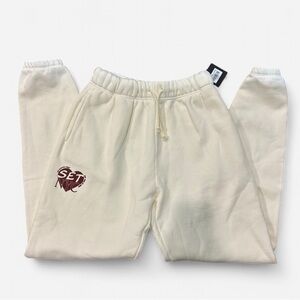 Set Active NY Merch New York Exclusive White Sweatpants Joggers NWT Size S